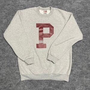 VTG Bayside Sweatshirt Mens Medium Gray Collage P Maroon Graphic Crewneck USA